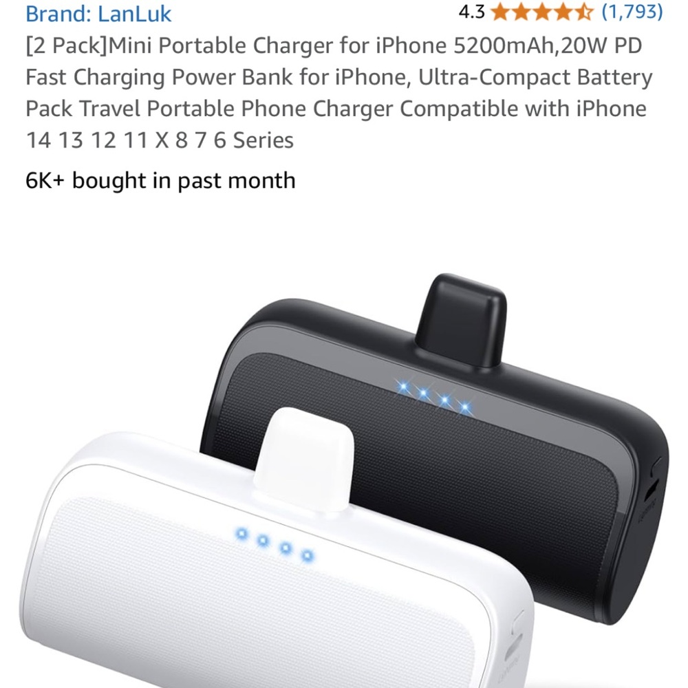 Portable Cell Phone Charger- 2 pack
